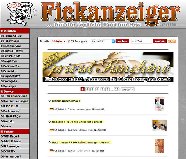 Fickanzeigen auf dem Fickanzeiger