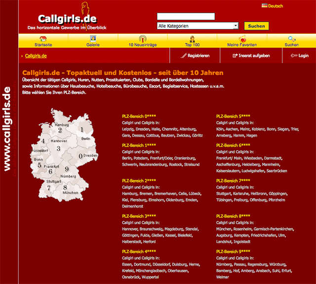 Die Startseite von Callgirls.de